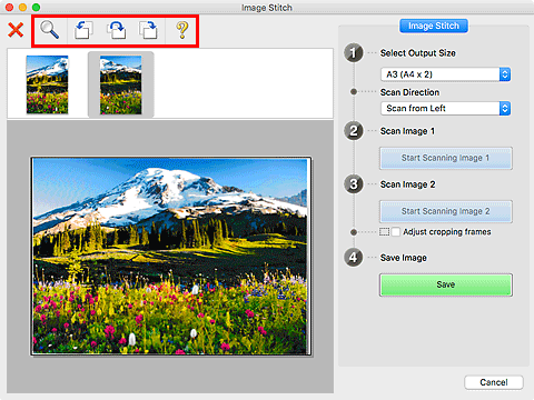 figure: Image Stitch window